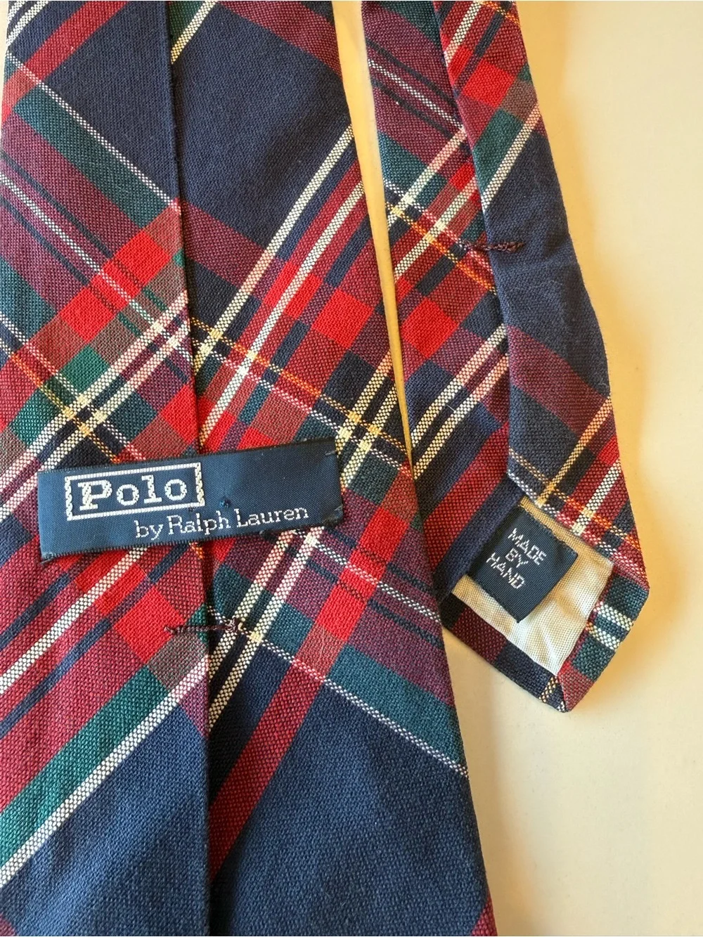 Vintage 90s Polo Ralph Lauren Men’s Plaid Tie Made in USA Wool Blend 55”